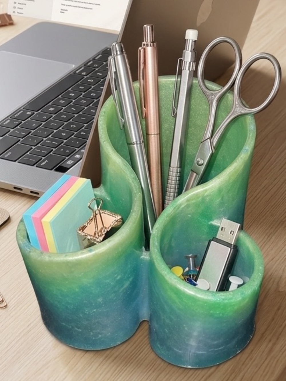 NORE’S NOVELTIES Handcrafted Home/ Office Desk Organizer “SEAFOAM ESCAPE”